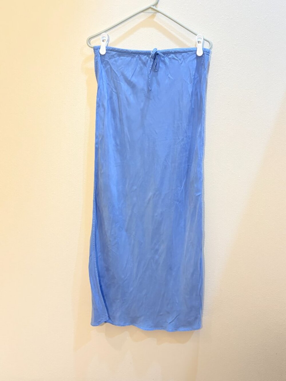 Madewell Tie-Waist Maxi Slip Skirt Celeste Blue Size 8 Cupro Bias Cut